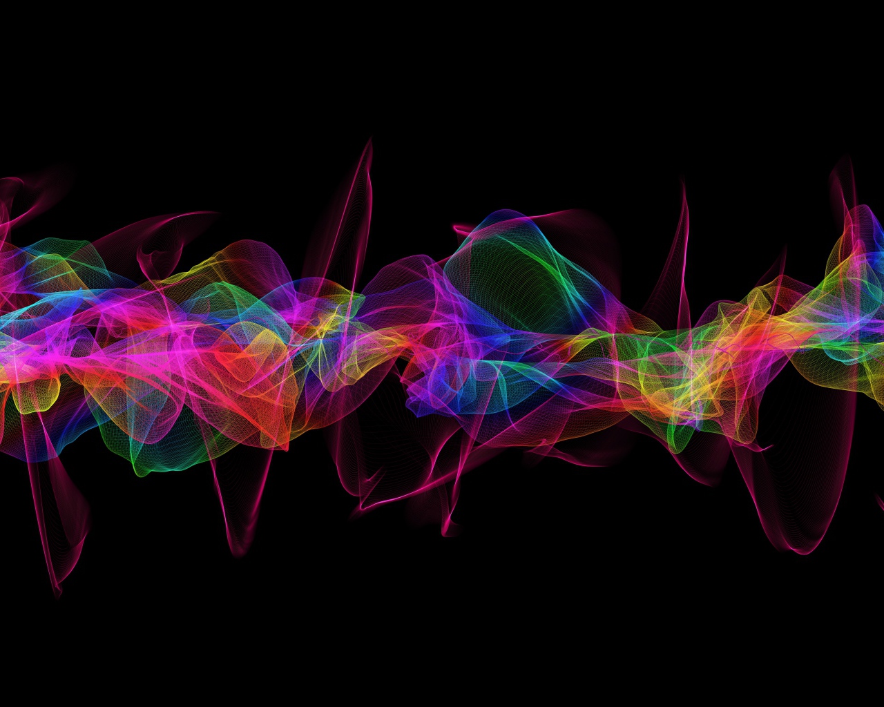 Colorful bright abstract waves on black background Desktop wallpapers  1280x1024