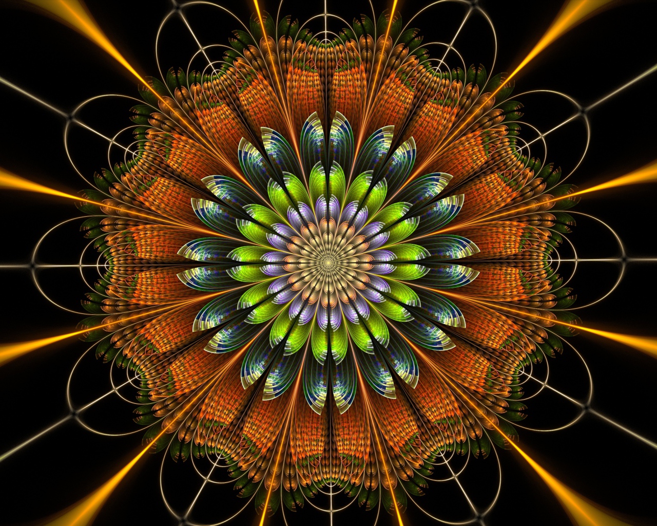 Цифровой цветок мандала крупным планом