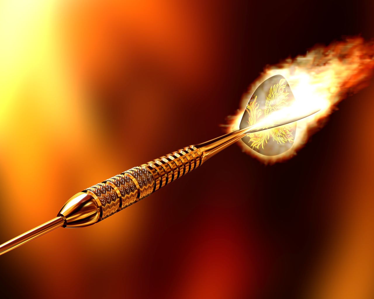 Дротик для дартс с огненным наконечником 3д графика