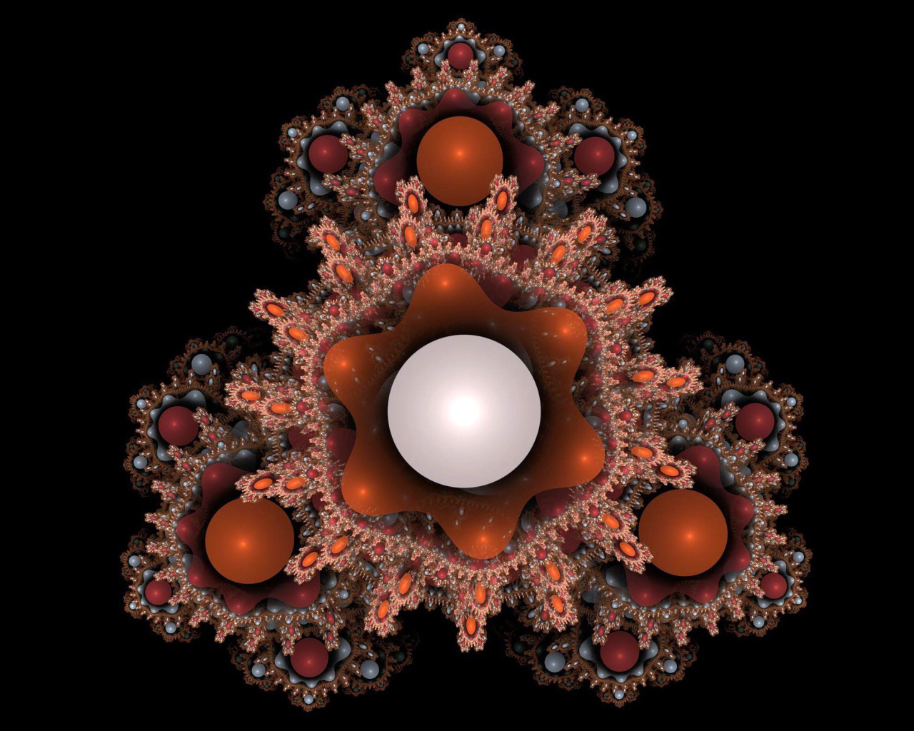 Фрактальный узор на черном фоне 