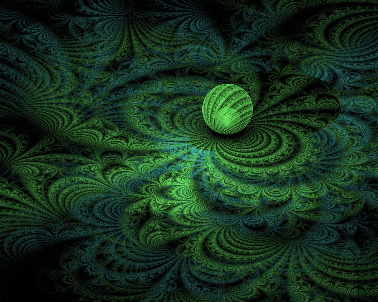 Светящаяся сфера на узорном фоне 