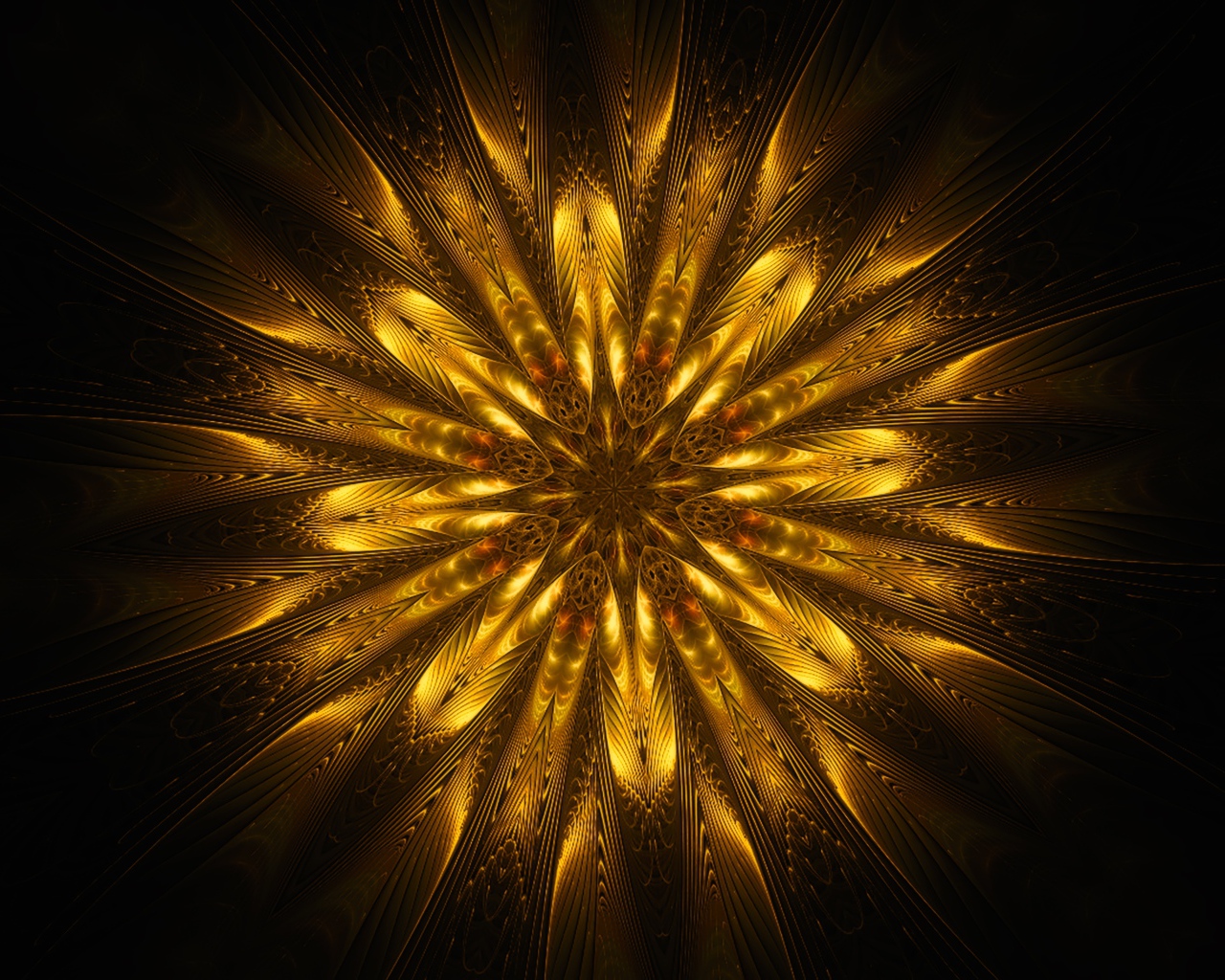 Золотой цветок мандала на черном фоне