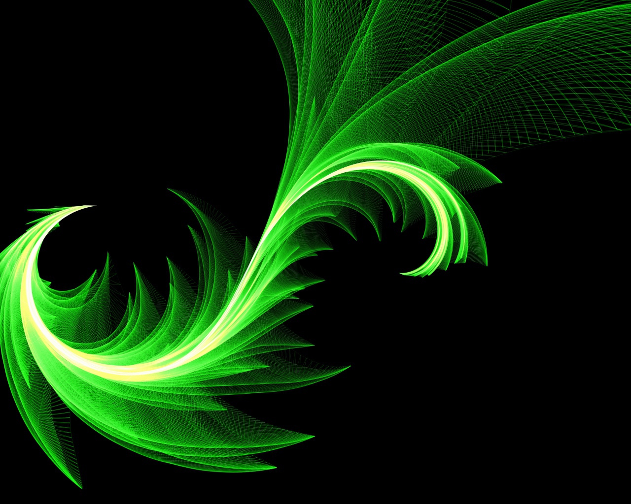 Зеленый волнистый абстрактный узор на черном фоне