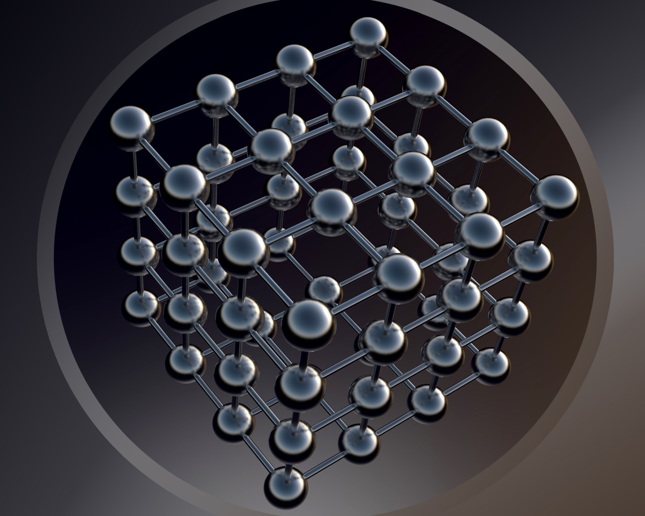 Шестигранник с черными шарами на сером фоне