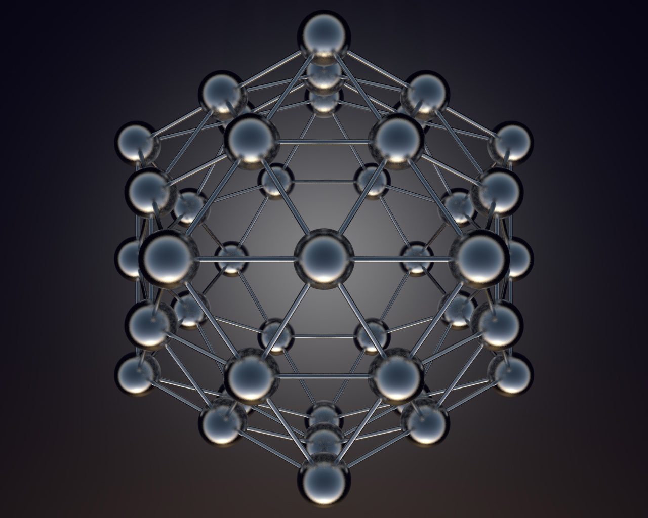 Икосаэдральная модель на сером фоне 3д графика