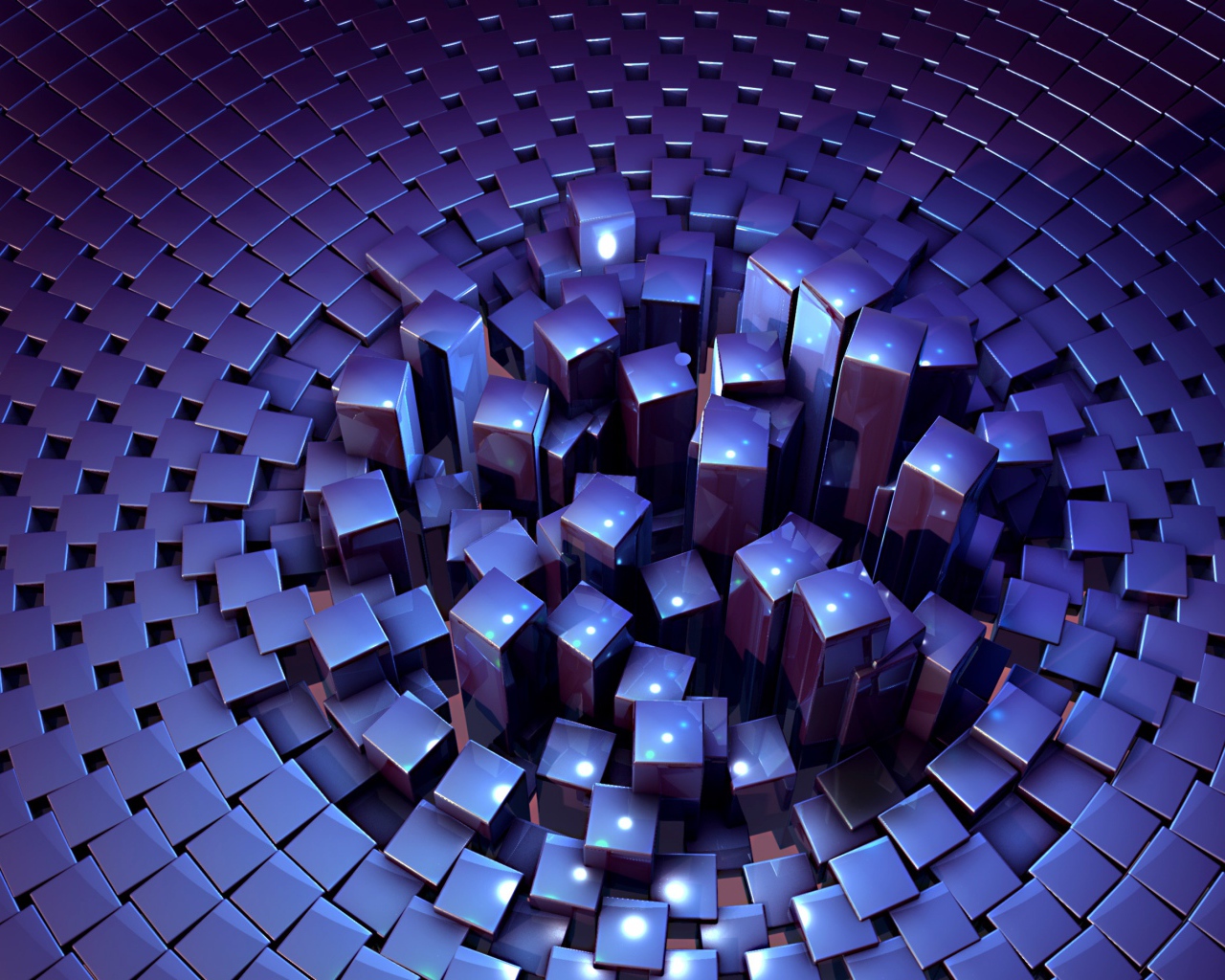 Много фиолетовых кубов 3д графика