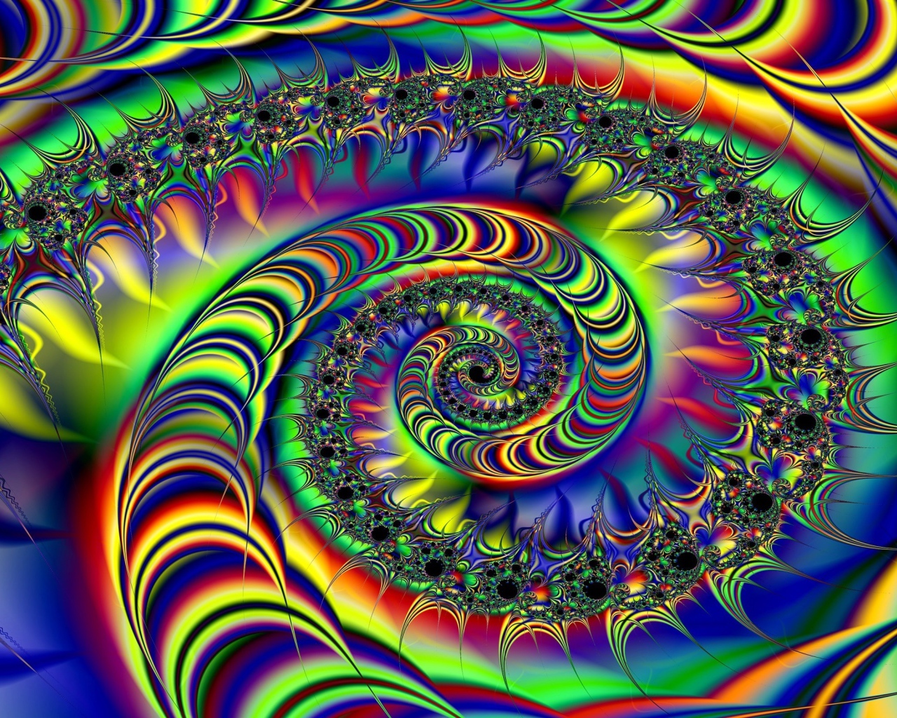 Разноцветная абстрактная фрактальная спираль 