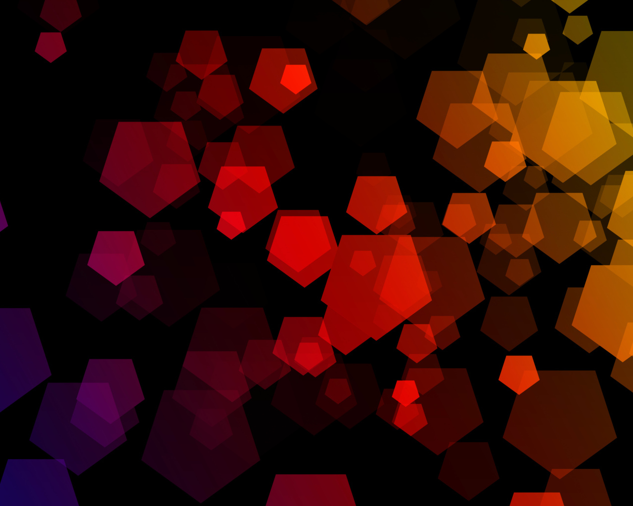 Разноцветные пятигранники на черном фоне