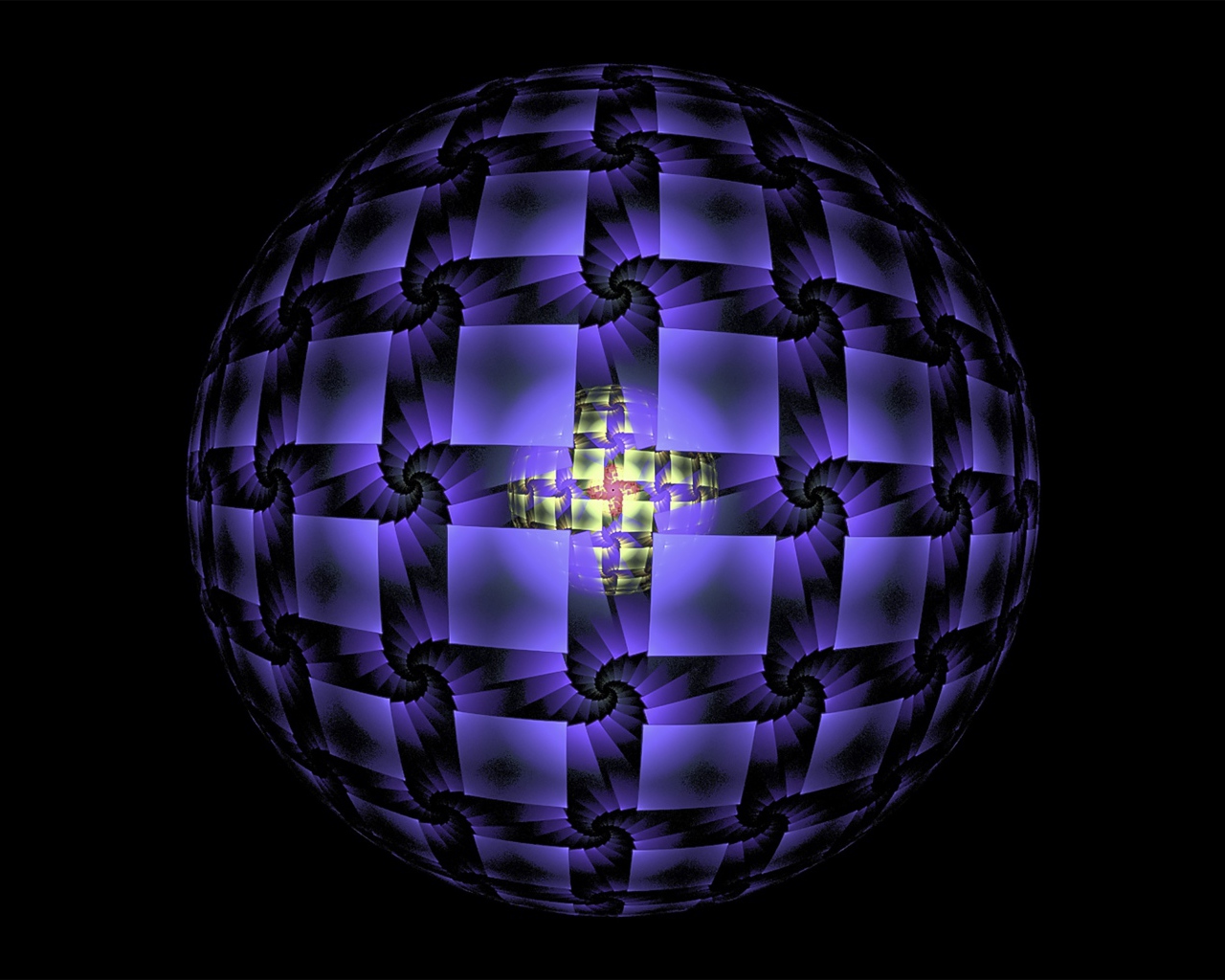 Фиолетовая сфера на черном фоне фрактал