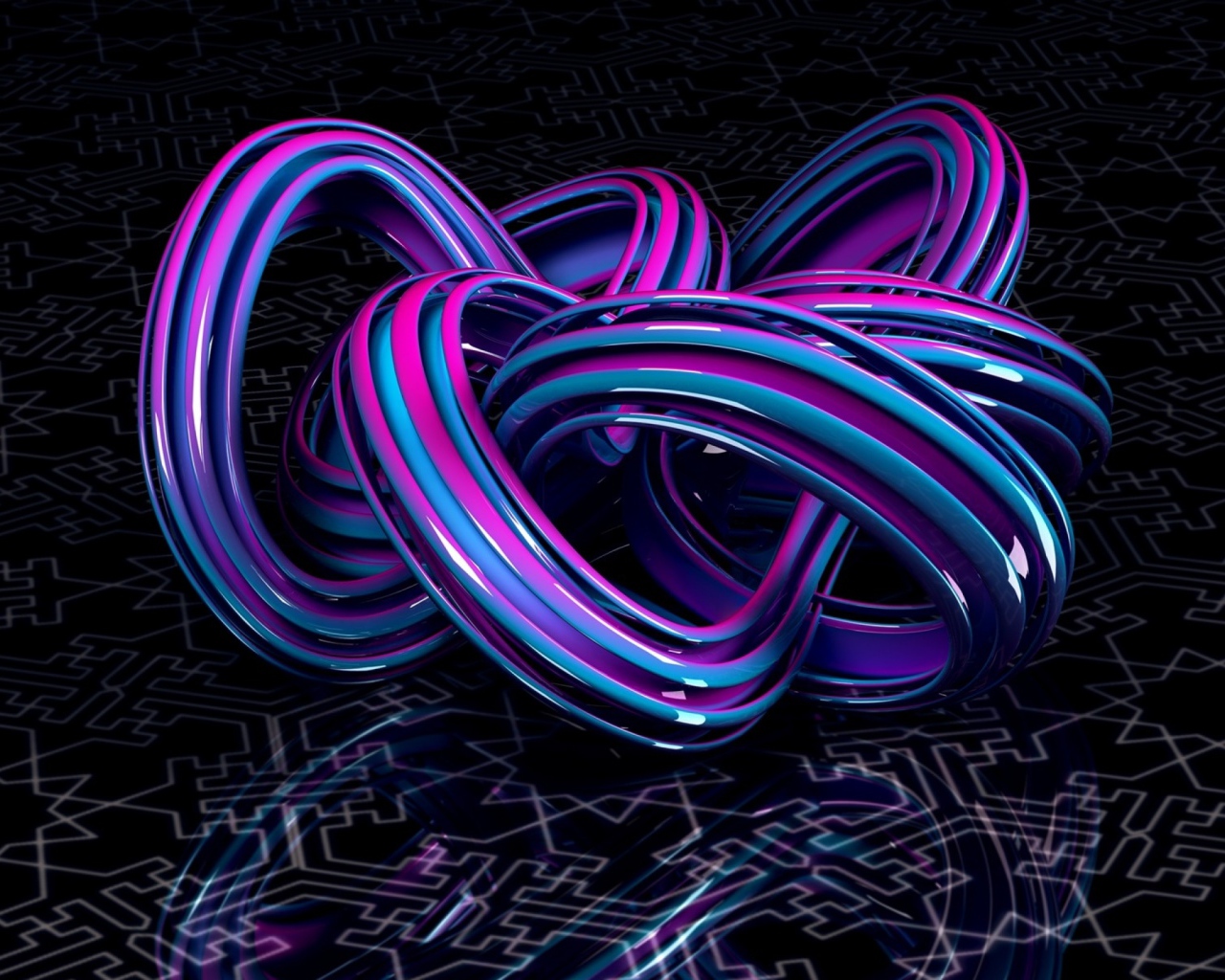 Узел из пурпурной проволоки на фоне необычного узора