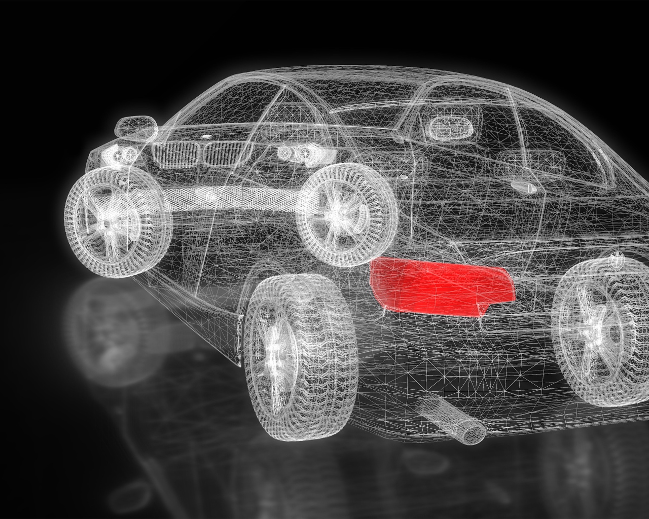Трехмерная модель автомобиля на черном фоне