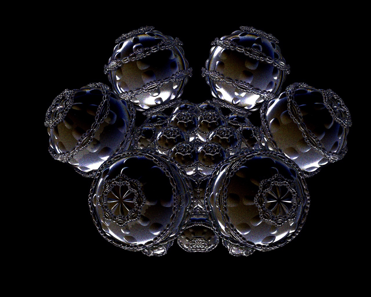 Необычный дизайнерский цветок на черном фоне, фрактал