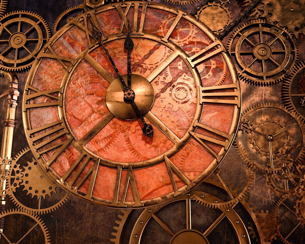 Старинные часы с шестеренками крупным планом