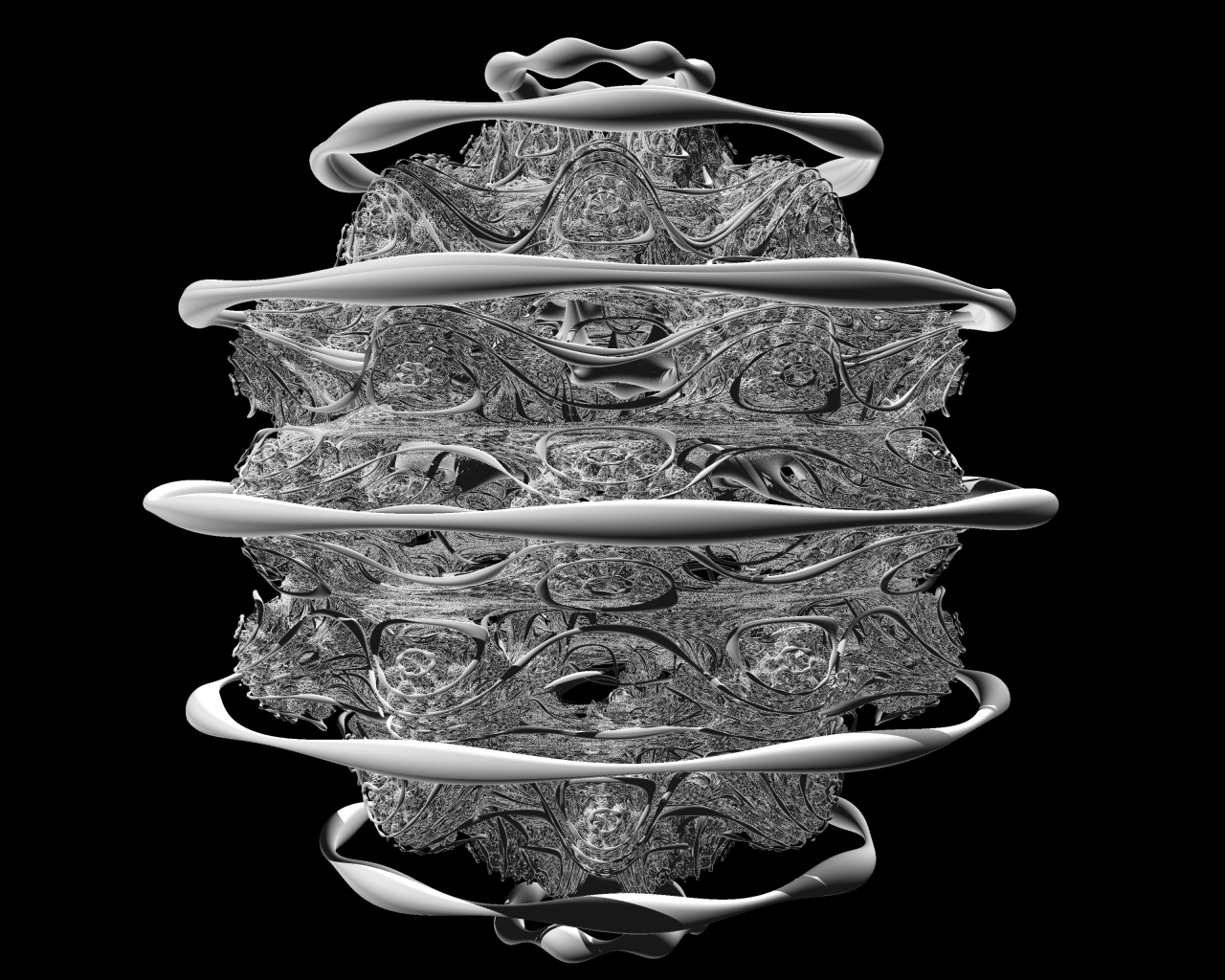 Белый фрактальный рисунок на черном фоне