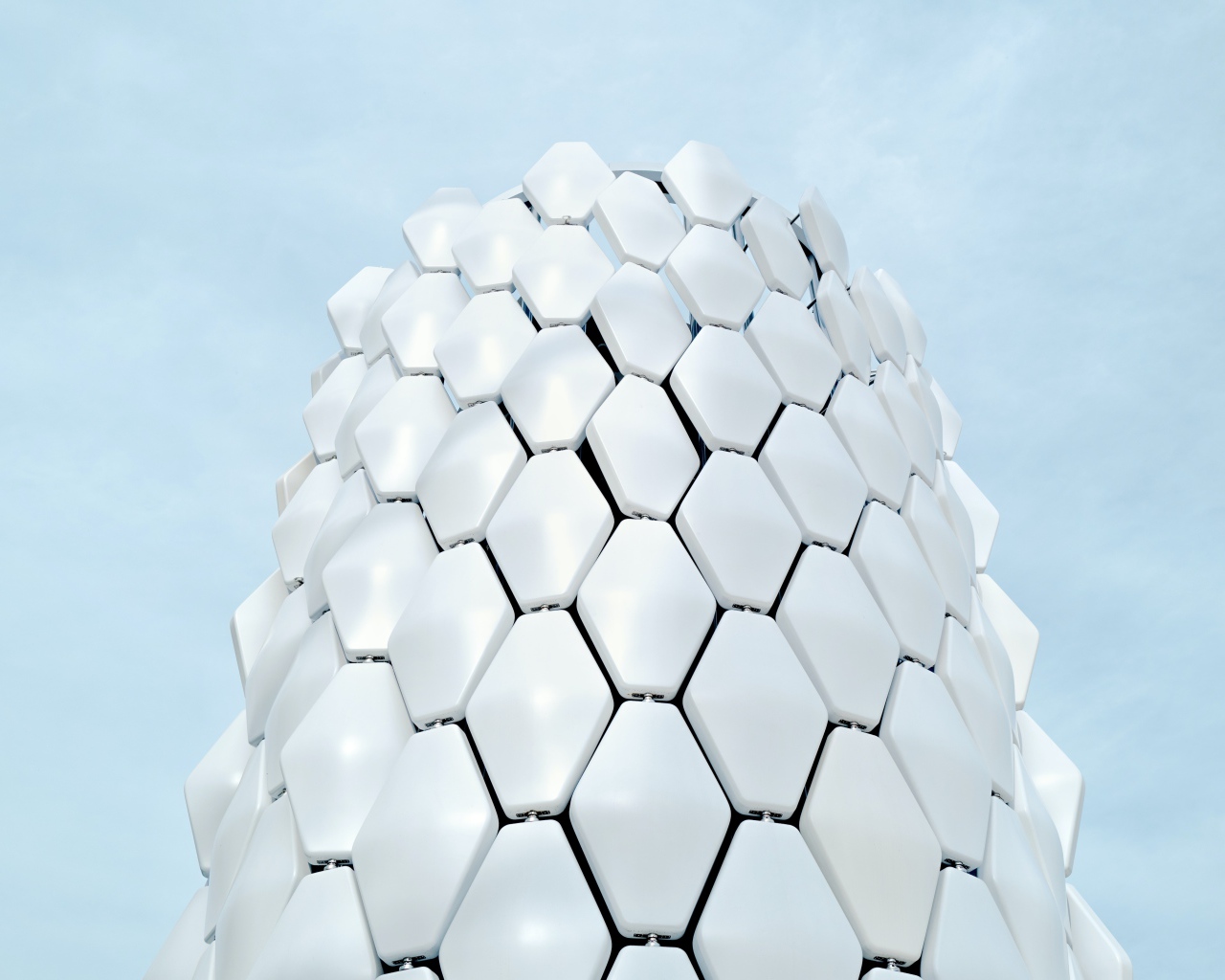 White honeycomb on a blue background