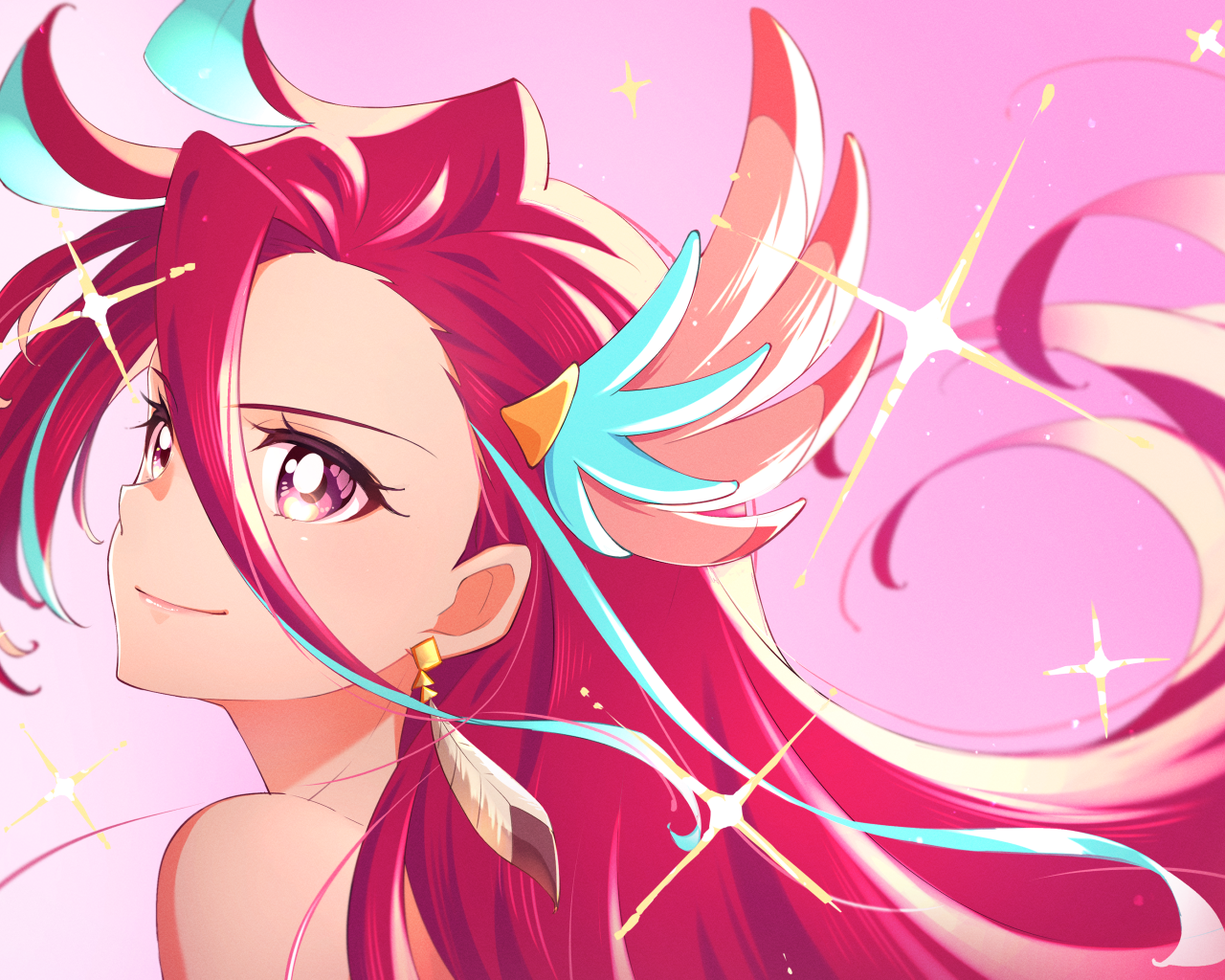 Девушка с длинными розовыми волосами аниме  Pretty Cure!