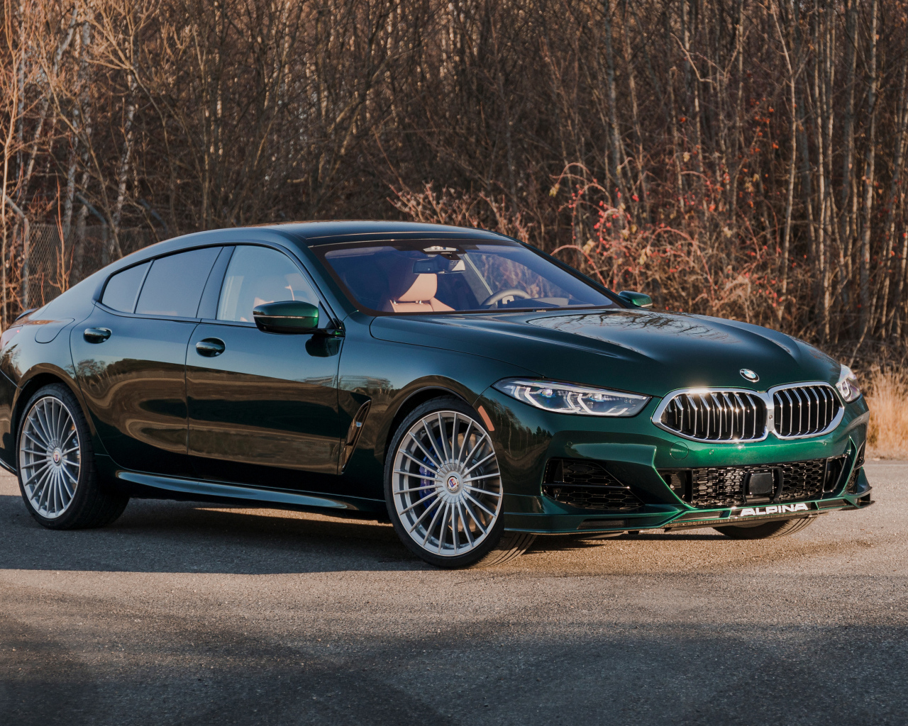 Автомобиль седан Alpina B8, 2022 года в лучах солнца