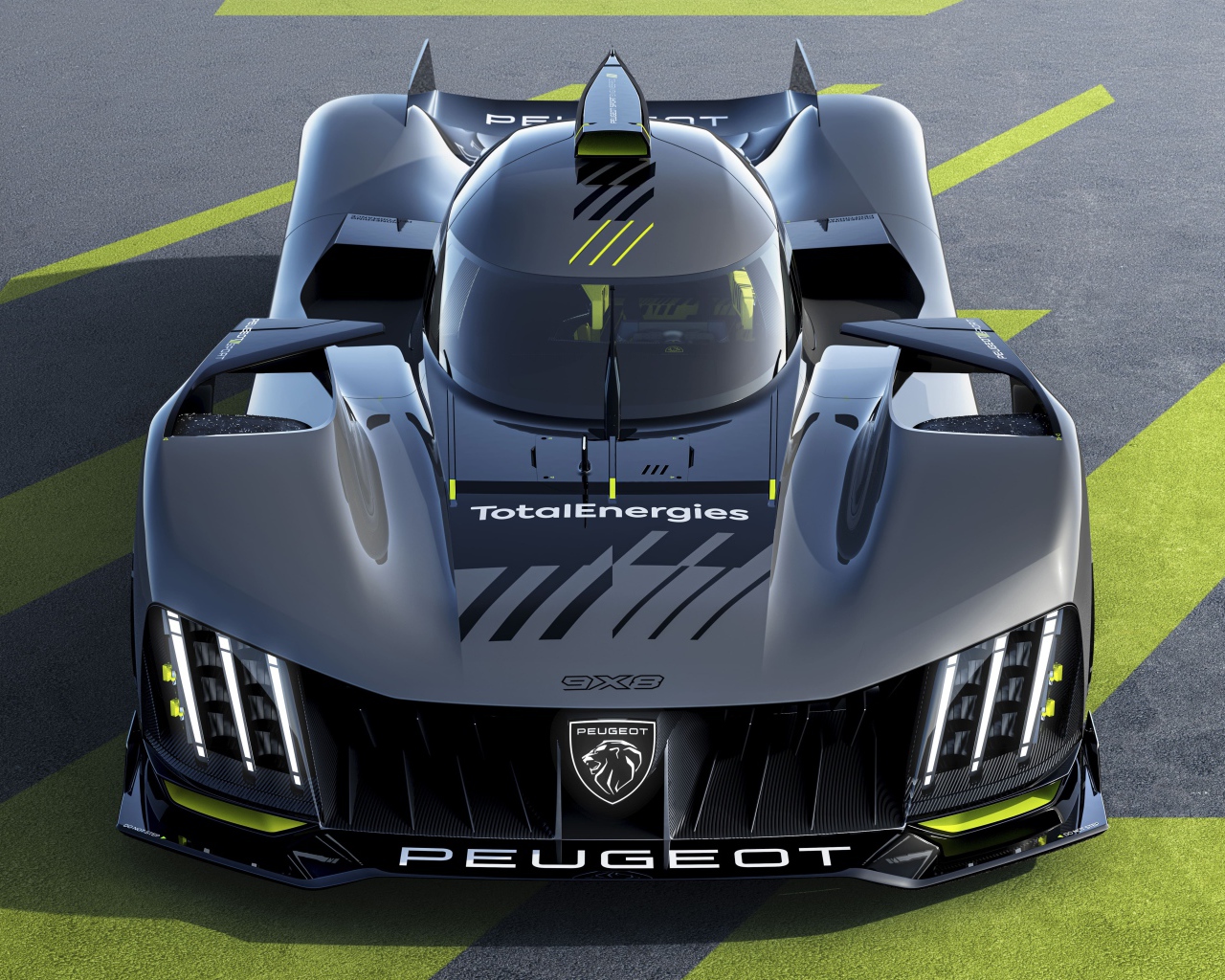 Гоночный автомобиль Peugeot 9X8,  2022 года вид сверху