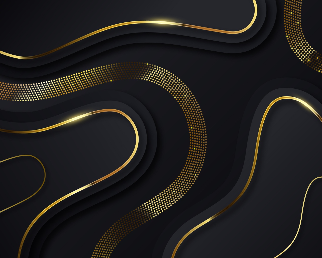 Черный фон с золотыми волнами 