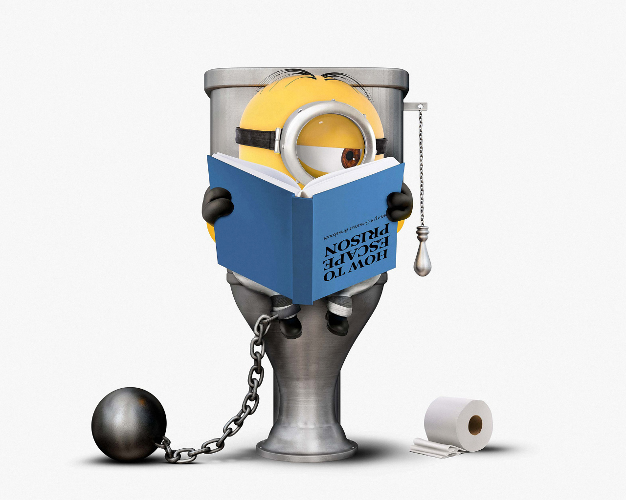 Миньон на унитазе на белом фоне мультфильм Гадкий я 3