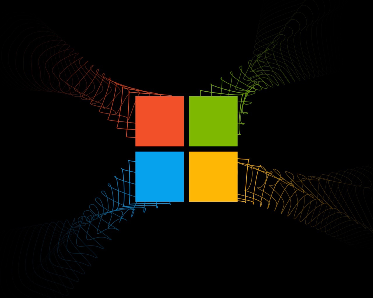 Разноцветный значок Windows на черном фоне