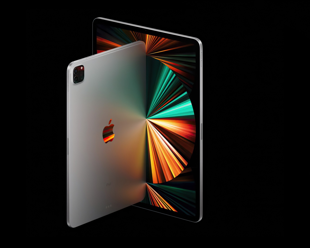 Тонкий  iPad Pro 2021 года на черном фоне