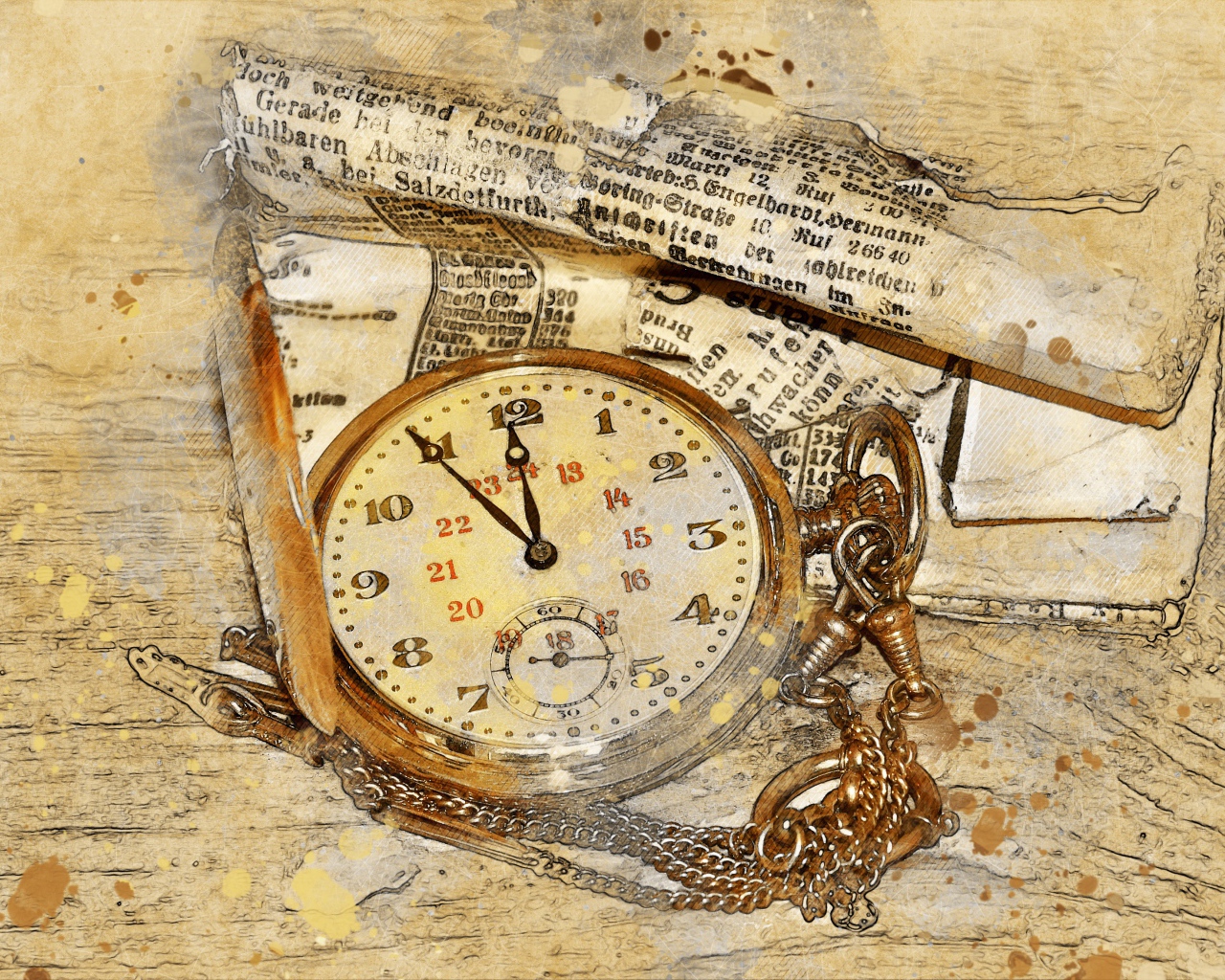 Карманные часы со старой бумагой