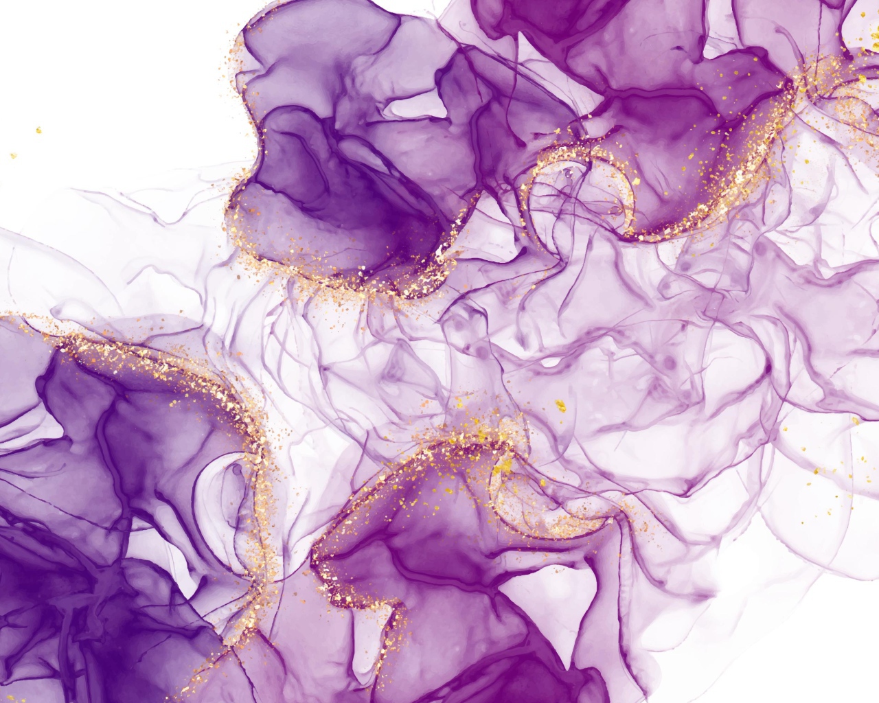 Фиолетовый дым с блестками на белом фоне 