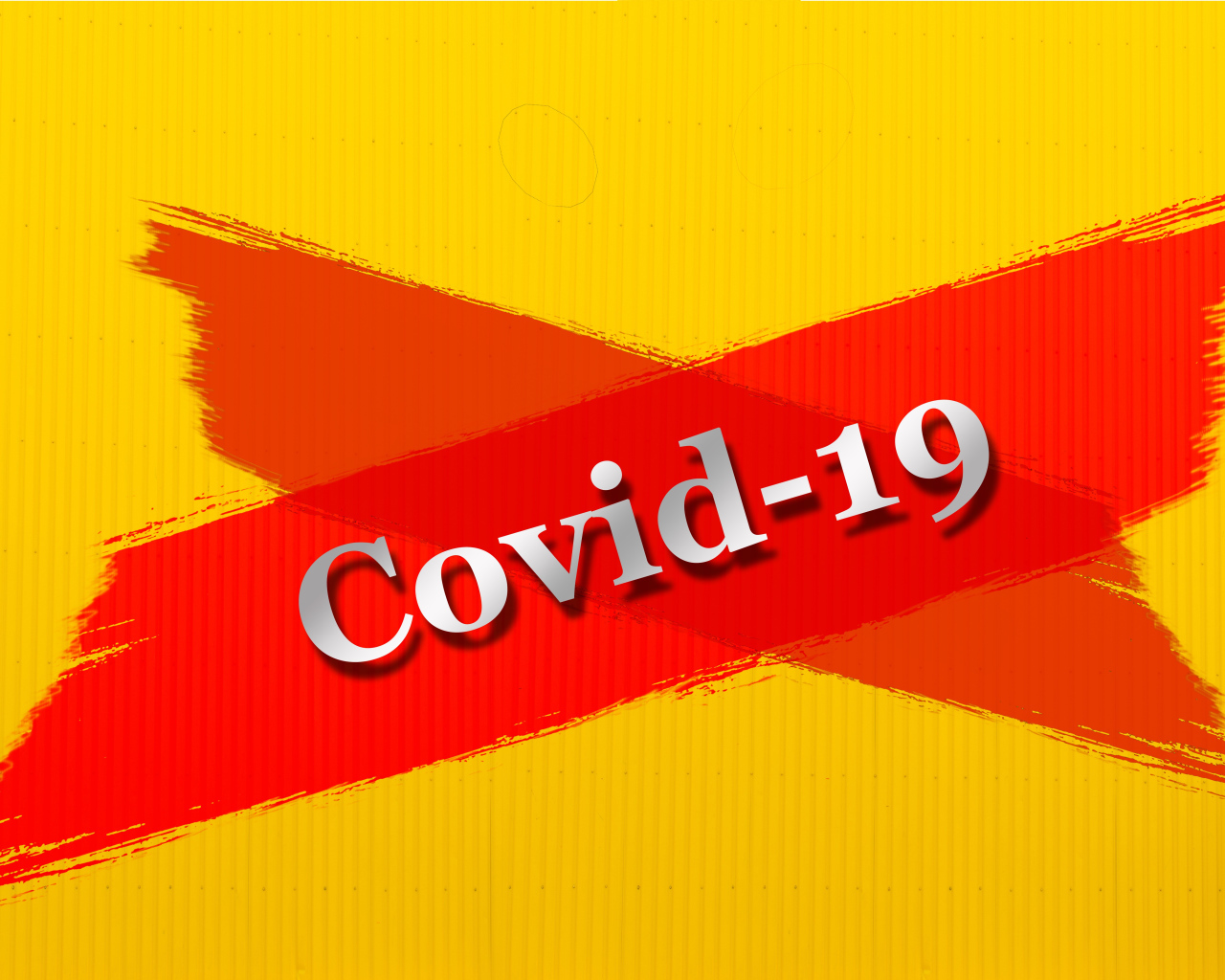 Красная надпись Ковид - 19 на желтом фоне 