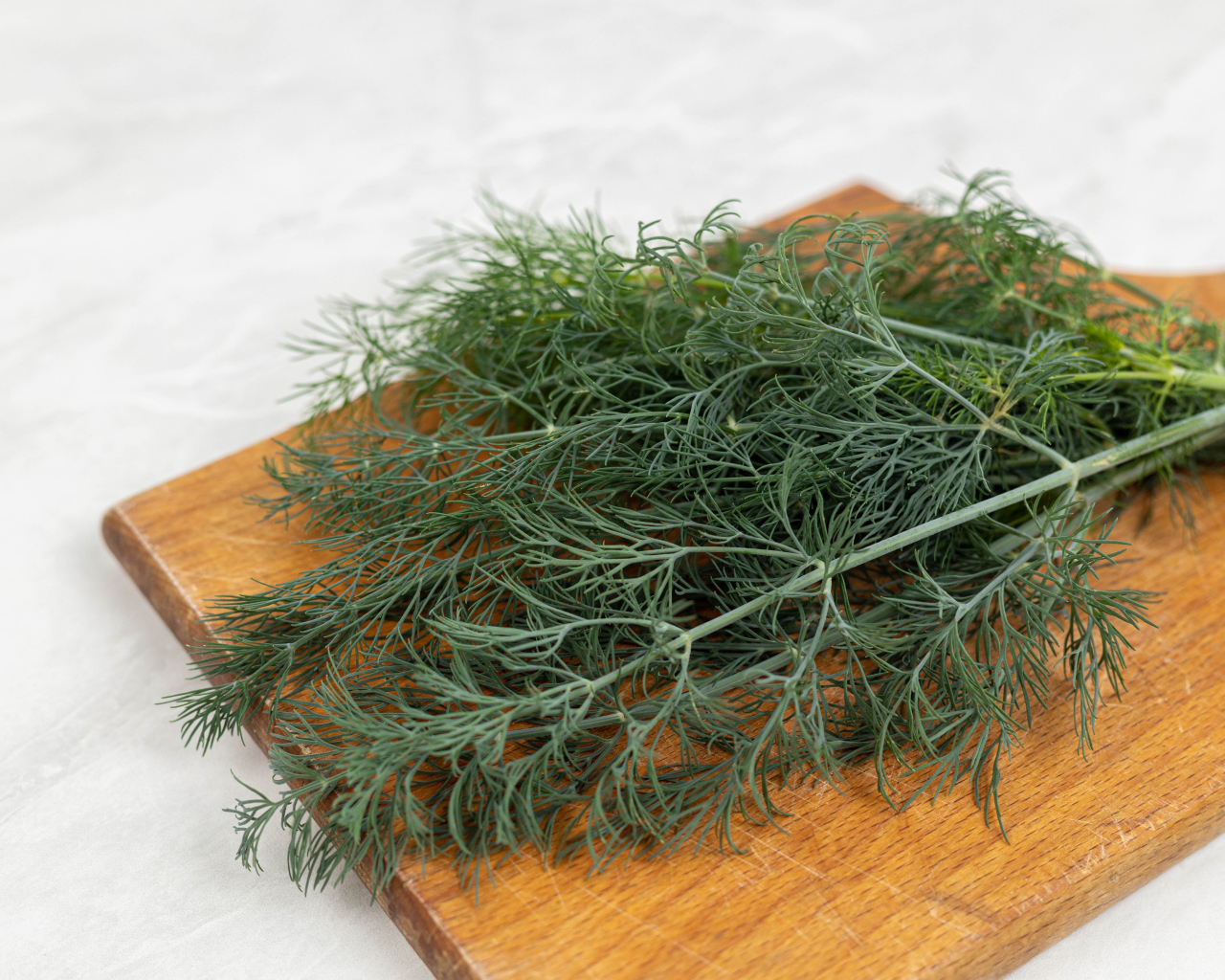 Свежий зеленый укроп на разделочной доске