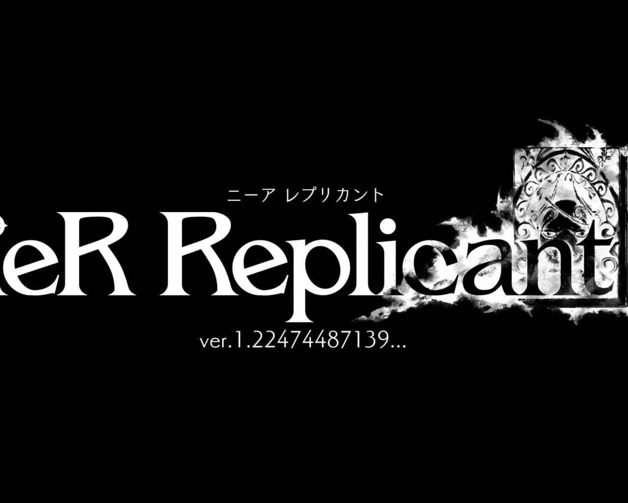 Логотип новой ролевой игры NieR Replicant ver.1.22474487139 на черном фоне