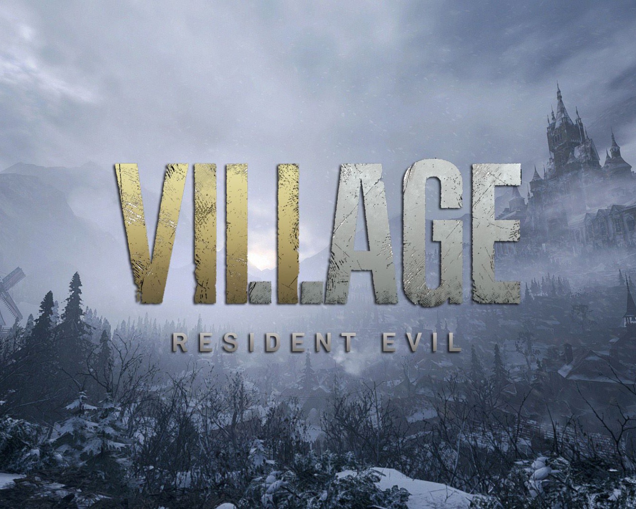 Постер новой игры в стиле хоррор  Resident Evil Village, 2021