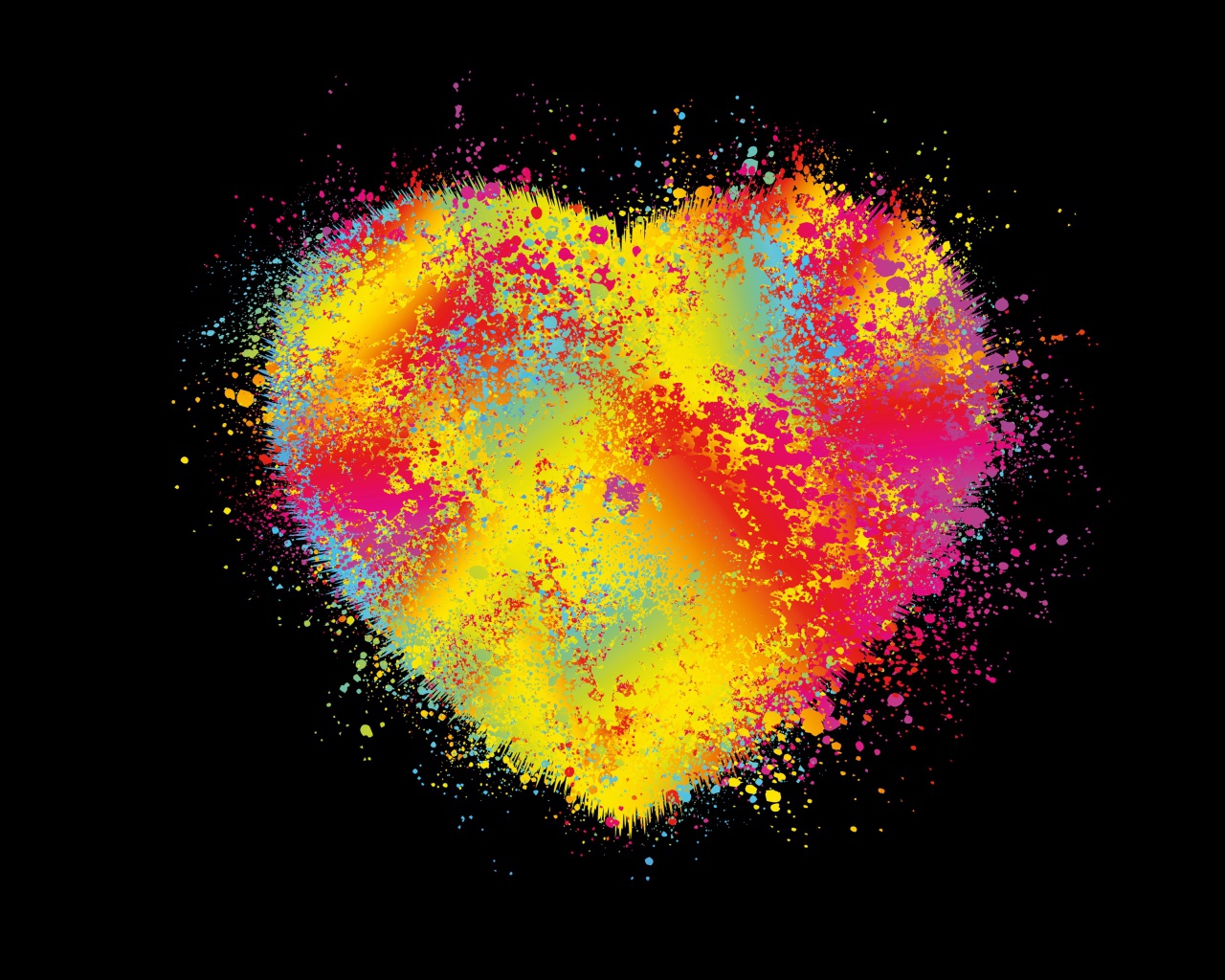 Colorful multicolored heart on black background