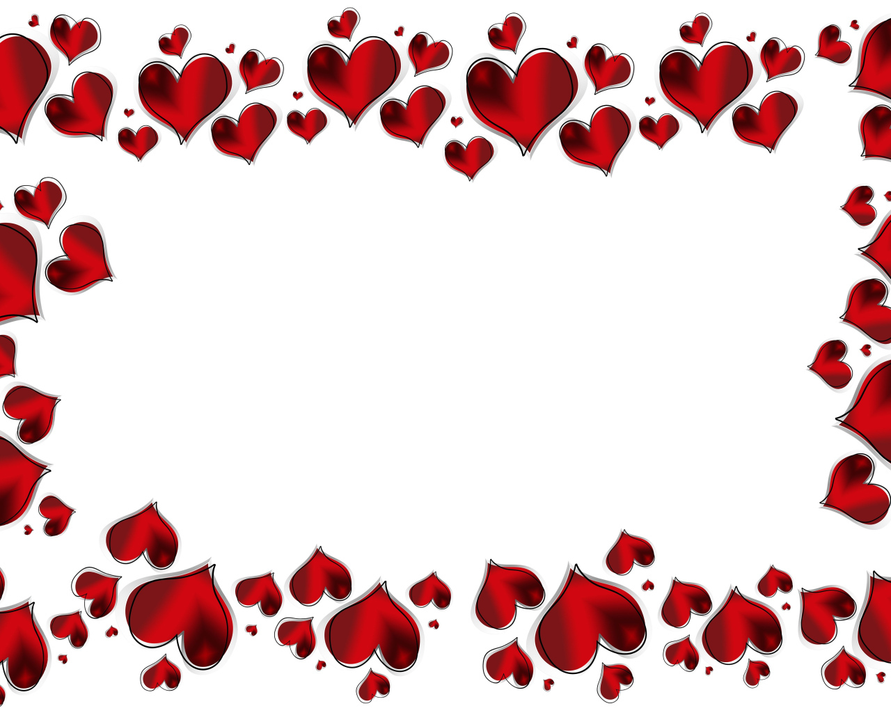 Много красных сердечек на белом фоне 