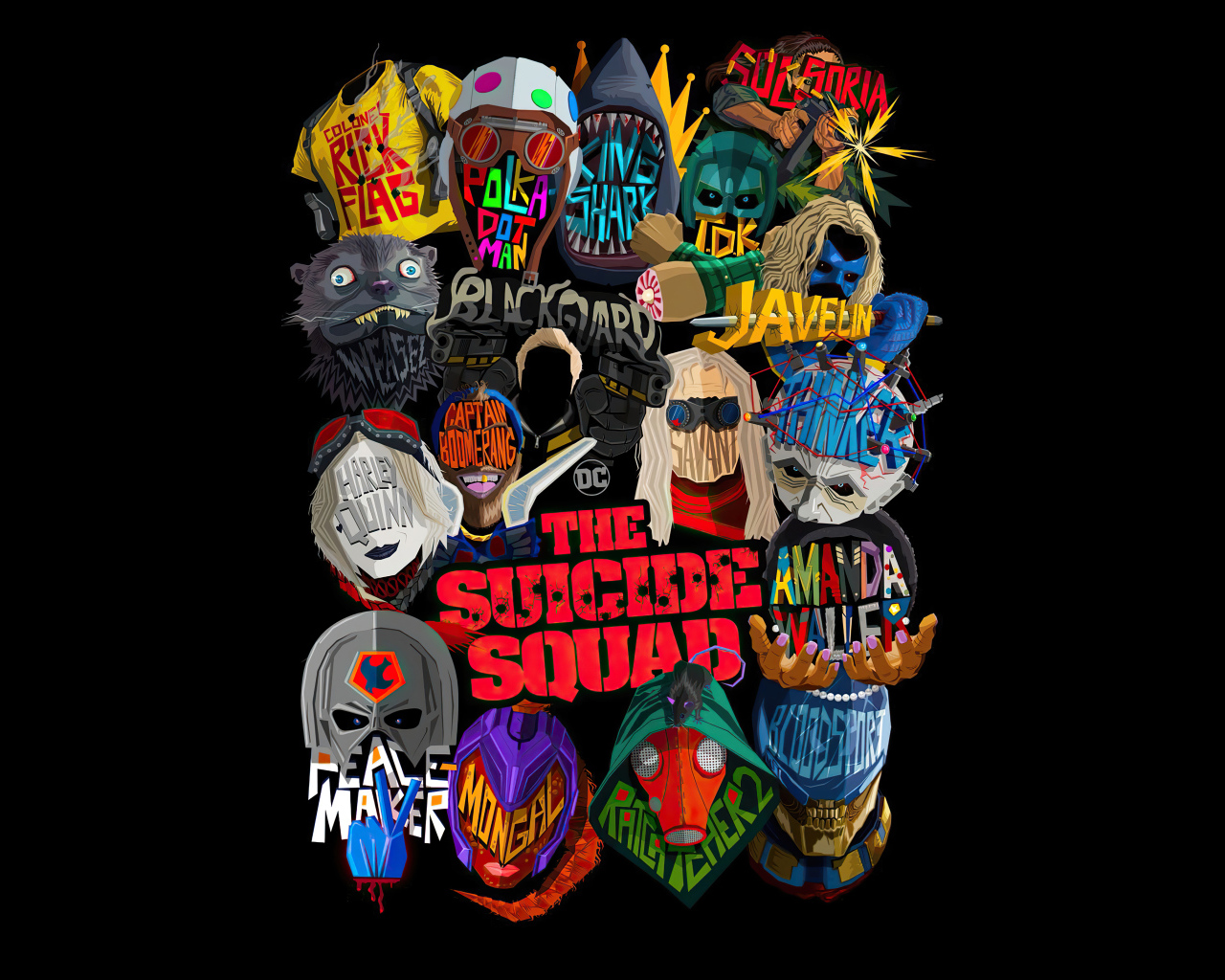 Постер на черном фоне фильм  Отряд самоубийц: Миссия навылет, 2021