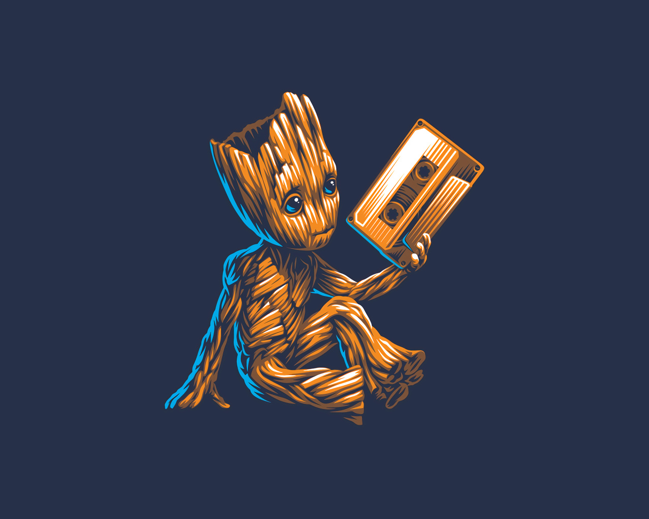 Маленький Грут с кассетой в руке