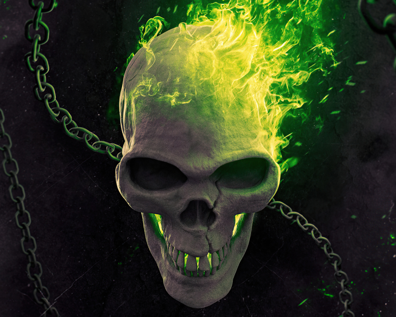 Череп с цепями в огне фильм Призрачный гонщик