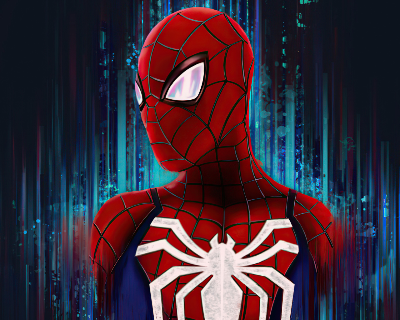 Человек паук на синем фоне крупным планом