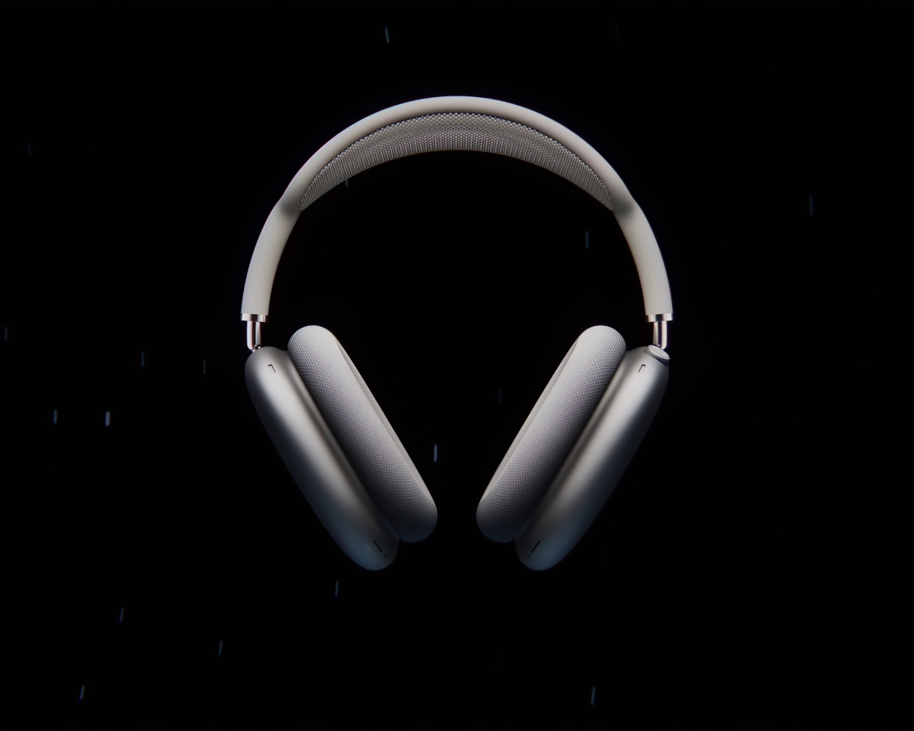 Серые наушники  AirPods Max на черном фоне