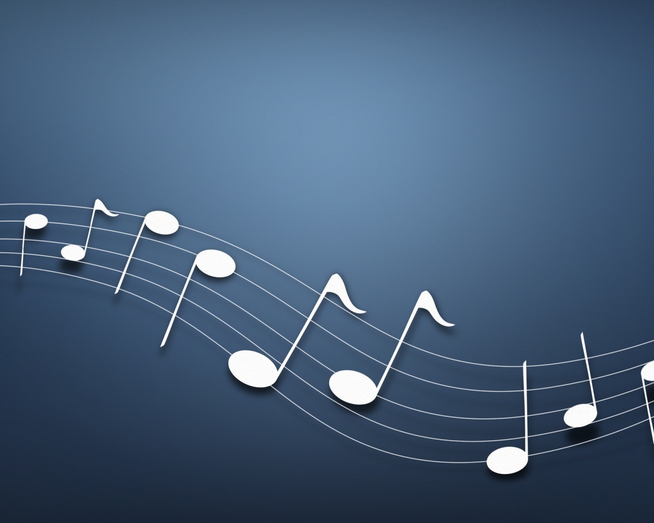 Белый нотный ряд на синем фоне
