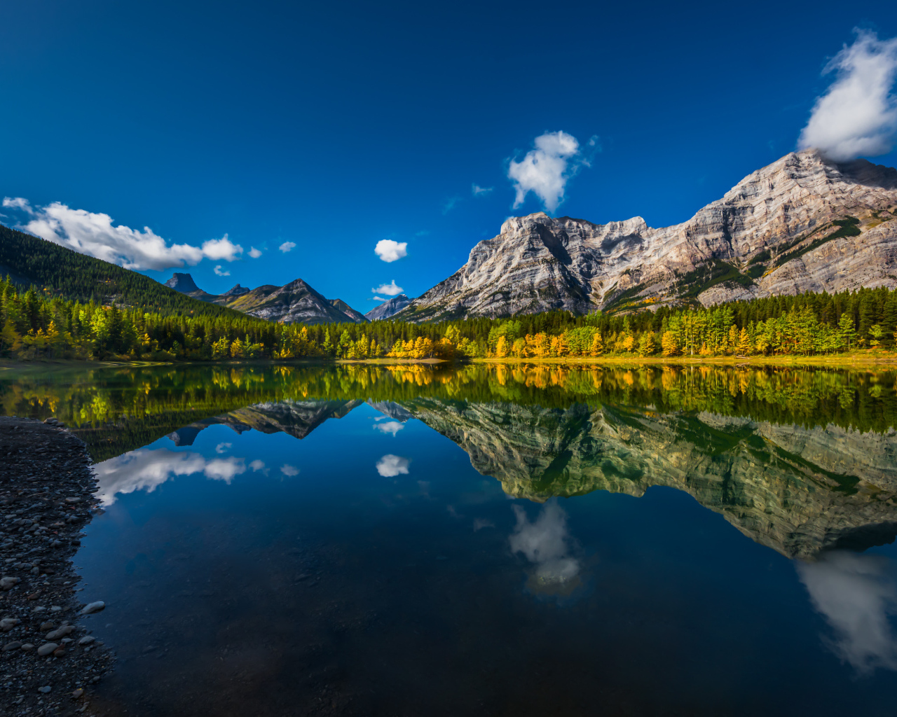Mountains are reflected in the lake, Canada