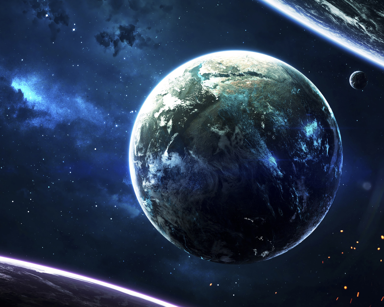 Синяя планета в бескрайнем космосе