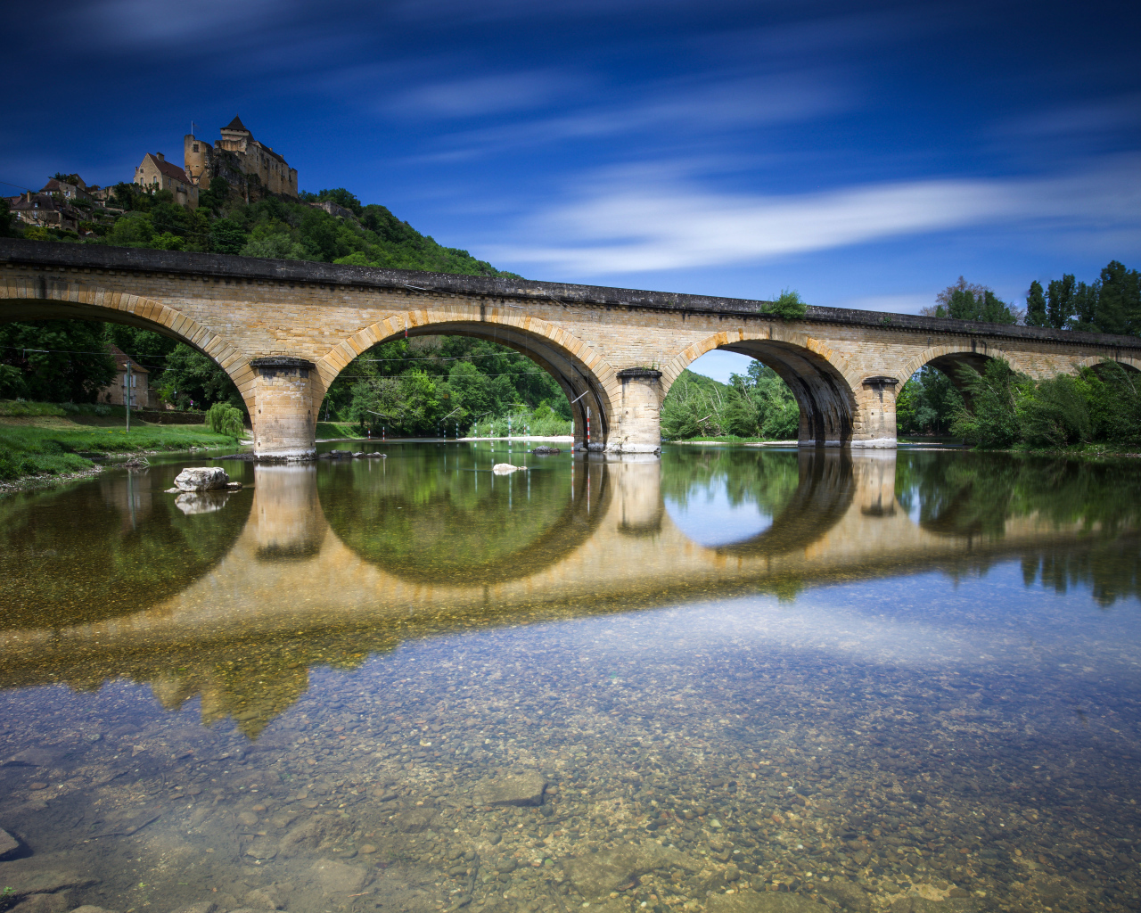 The bridge at the ancient fortress of Castelnau, France