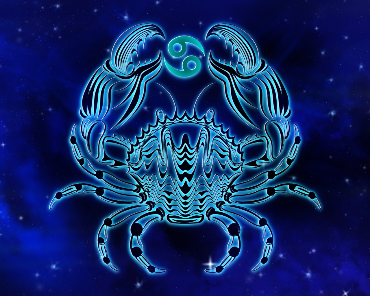Красивый знак зодиака рак на синем фоне