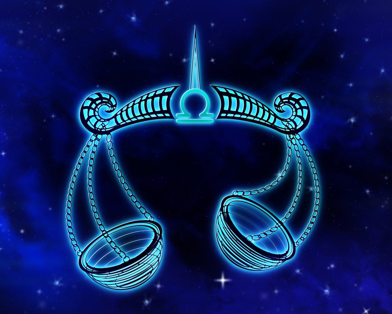 Красивый знак зодиака весы на синем фоне