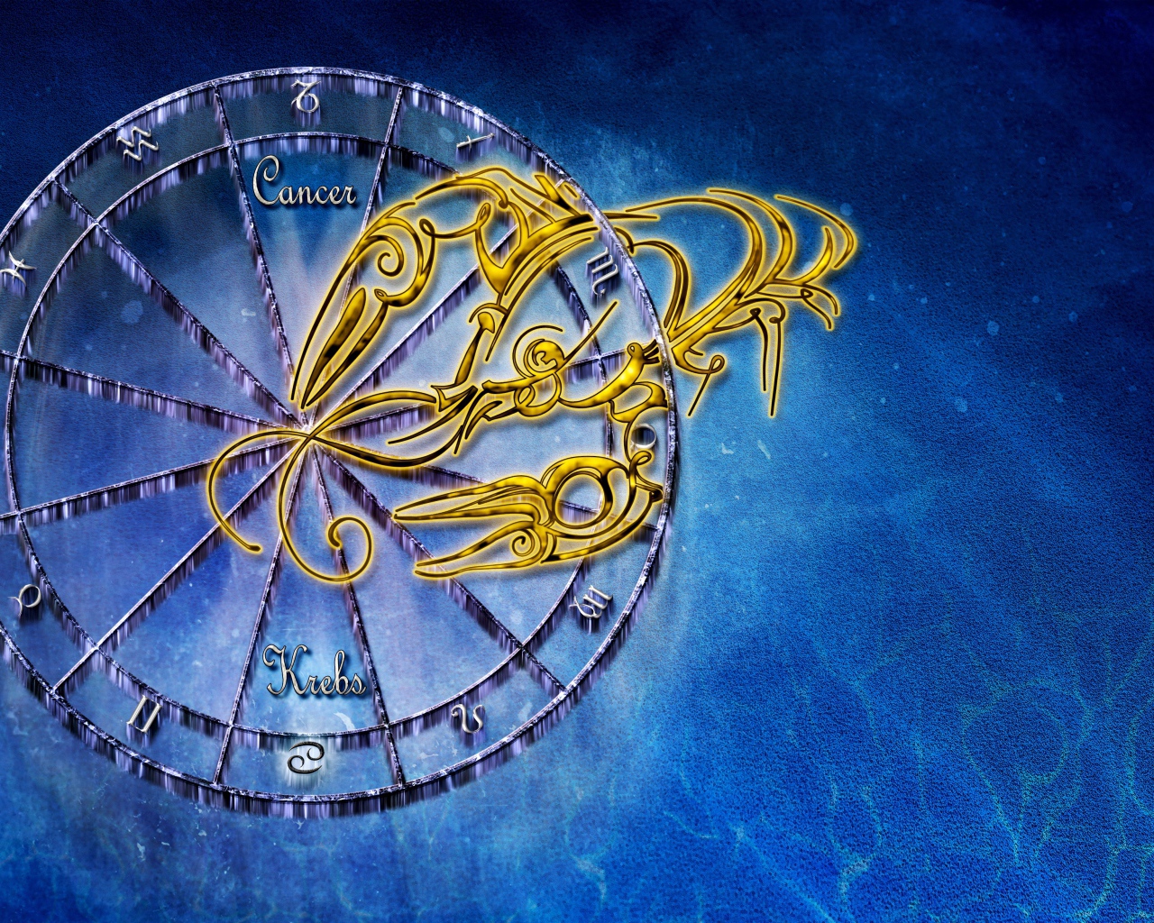 Зодиакальный знак рак на голубом фоне
