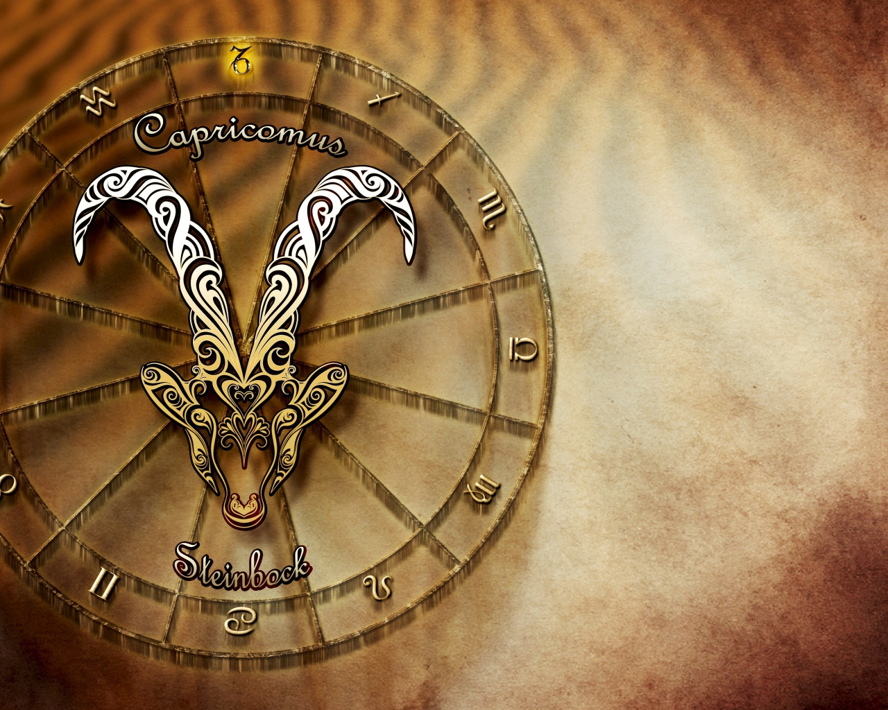 Зодиакальный знак козерог на оранжевом фоне