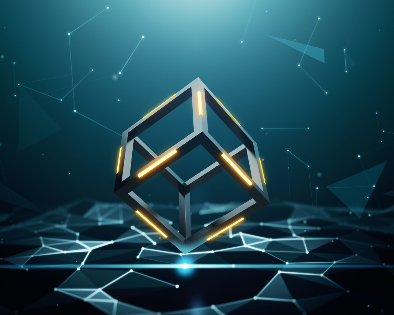 Куб 3д с созвездиями на черном фоне