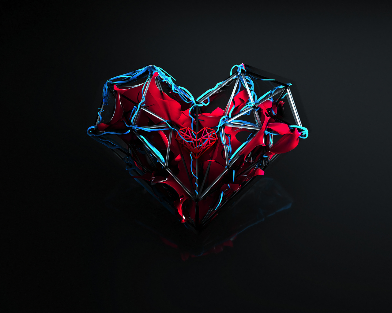Абстрактное сердце на черном фоне
