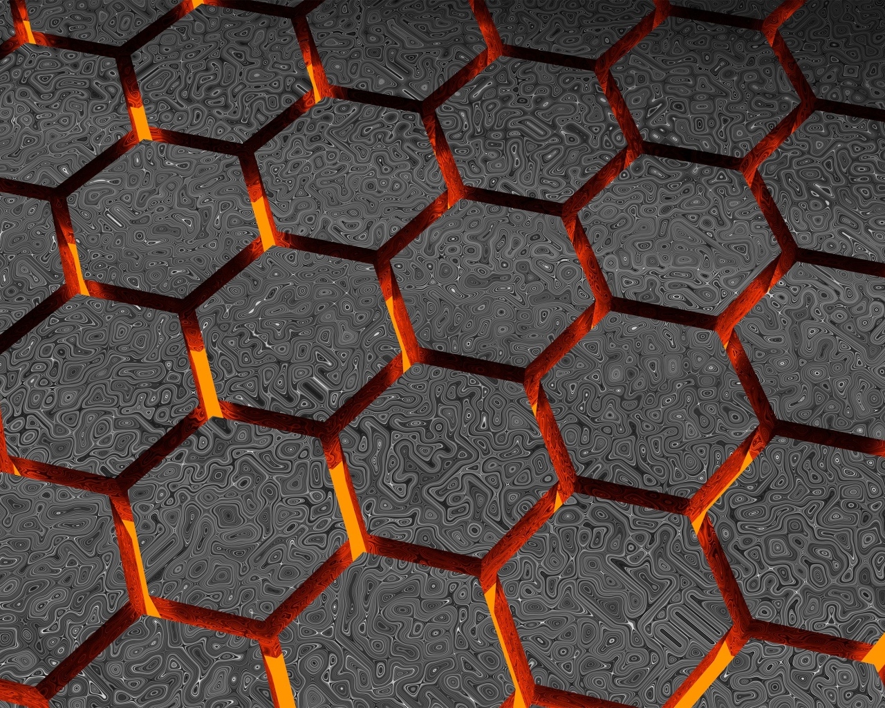 Абстрактные шестиугольники с лавой
